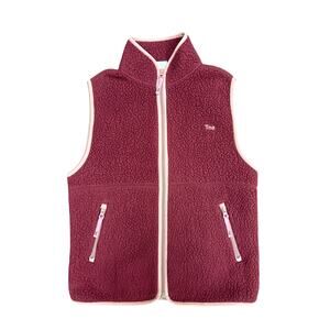 Aritzia TNA Bigfoot Polar Zip Vest Maroon & Pink Contrast Women's size XS